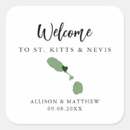 Alle kleuren uit St. Kitts en Nevis Wedding Welcom Vierkante Sticker