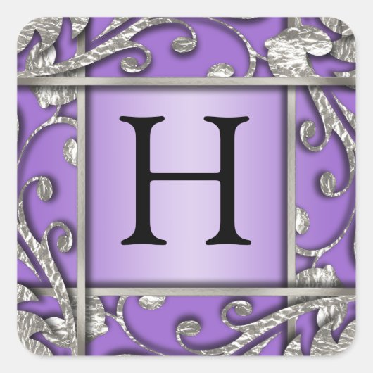 Alle kleuren Zilvervormingen Monogram Envelope Sea Vierkante Sticker (Voorkant)