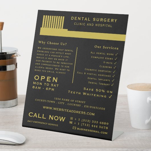 Alle kleurentandenborstel, tandheelkunde, tandheel reclamebord met voetstuk (Insitu)