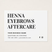 Alle kleurentint Henna Brows Aftercare Kaart Advie (Voorkant)