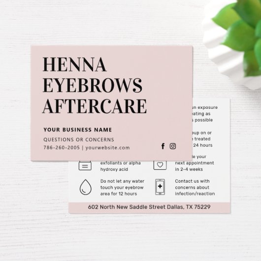 Alle kleurentint Henna Brows Aftercare Kaart Advie (Bureau)