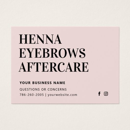 Alle kleurentint Henna Brows Aftercare Kaart Advie (Voorkant)