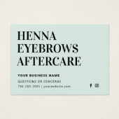 Alle kleurentint Henna Brows Aftercare Kaart Advie (Voorkant)
