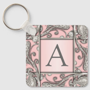 Alle kleurenzilveren grafiekmonogram sleutelhanger