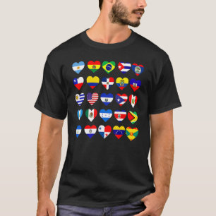 Alle Latijns-Amerikaanse vlaglanden Hispanic Herit T-shirt