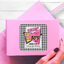 ALLE LEEFTIJD 90s plaid houndstooth verjaardagsfee Vierkante Sticker