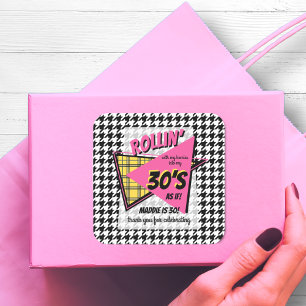 ALLE LEEFTIJD 90s plaid houndstooth verjaardagsfee Vierkante Sticker