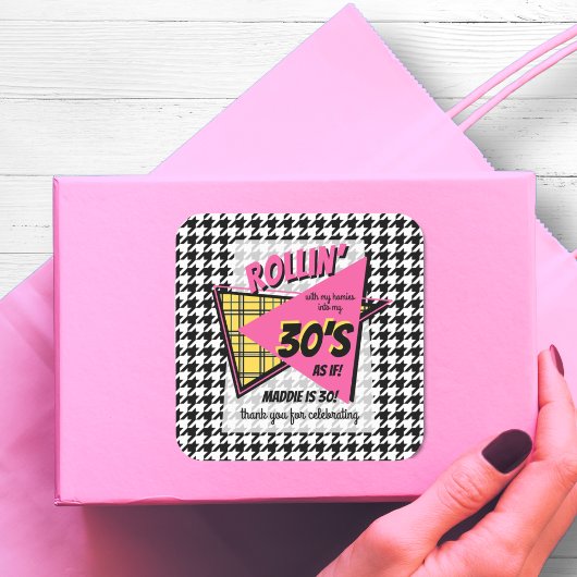 ALLE LEEFTIJD 90s plaid houndstooth verjaardagsfee Vierkante Sticker