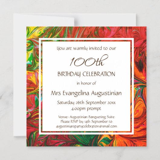 ALLE LEEFTIJD Abstracte Rode  verjaardag Magnetische Uitnodiging (Voorkant)