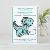 Alle Leeftijd Blauwgroen T Rex Dinosaur Verjaardag Kaart (Staand voorkant)