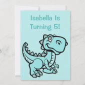 Alle Leeftijd Blauwgroen T Rex Dinosaur Verjaardag Kaart (Achterkant)