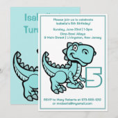 Alle Leeftijd Blauwgroen T Rex Dinosaur Verjaardag Kaart (Voorkant / Achterkant)