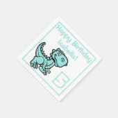 Alle Leeftijd Blauwgroen T Rex Dinosaur Verjaardag Servet (Hoek)
