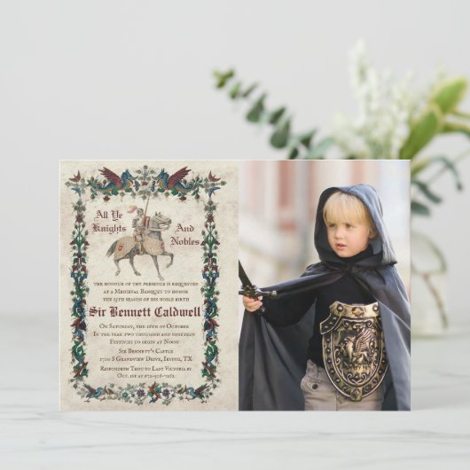 ALLE LEEFTIJD - Medieval Renaissance Birthday Foto Kaart (Staand voorkant)