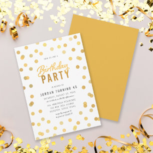 Alle Leeftijd Wit & Faux Gold Confetti Verjaardags Kaart