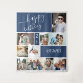 Alle leeftijden 10 Foto Collage Persoonlijke Blauw Wandkleed (Voorkant)