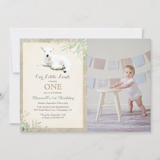 ALLE LEEFTIJDEN - Little Lamb Foto Verjaardagsuitn Kaart (Voorkant)