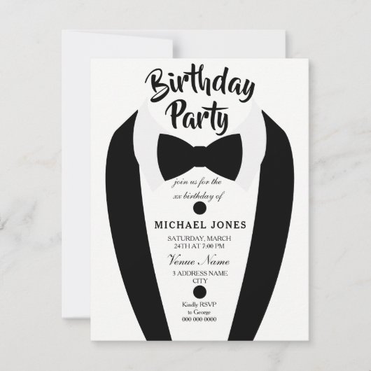 Alle leeftijden Mannen Tuxedo Bow Stropdas Birthda Kaart (Voorkant)