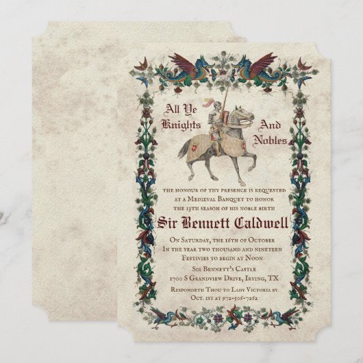 ALLE LEEFTIJDEN - Middeleeuwse Renaissance Verjaar Kaart (Voorkant / Achterkant)