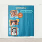 Alle leeftijdsfoto's 40e blauwe achtergrond wandkleed (Voorkant)