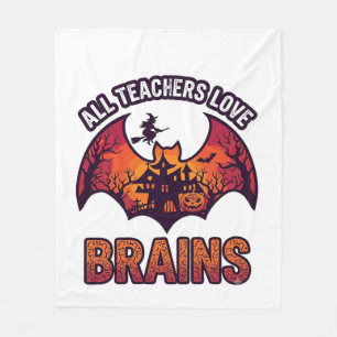 Alle leraren houden van hersenen Halloween Vleermu Fleece Deken