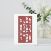 Alle lessen die ze hadden gehad, hadden geen invlo briefkaart (Staand voorkant)