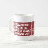 Alle lessen die ze hadden gehad, hadden geen invlo koffiemok (Voorkant links)