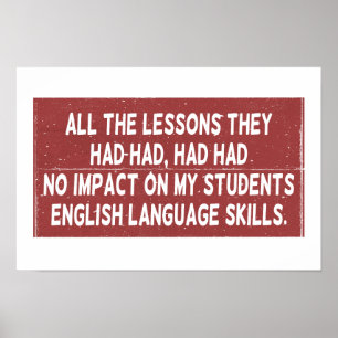 Alle lessen die ze hadden gehad, hadden geen invlo poster