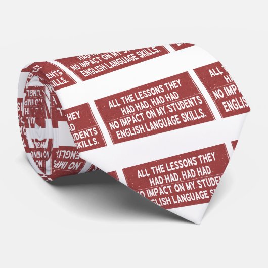 Alle lessen die ze hadden gehad, hadden geen invlo stropdas (Opgerold)