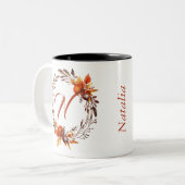 Alle letters Girly Stijlvolle Boho gebladerte Mono Tweekleurige Koffiemok (Voorkant links)