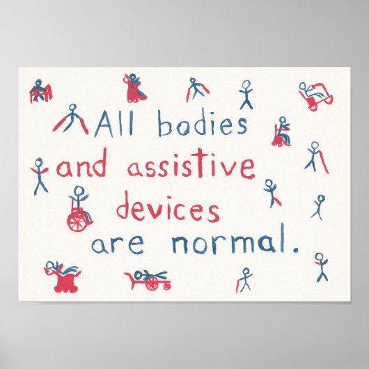 "Alle lichamen zijn normaal" poster voor gehandica (Voorkant)