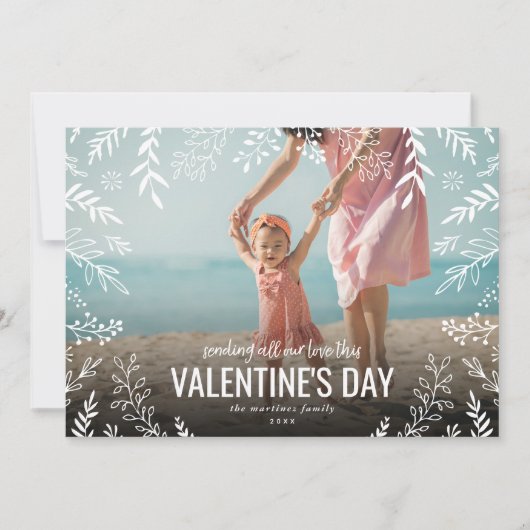 Alle liefde botanische overlay foto Valentijn Feestdagenkaart (Voorkant)