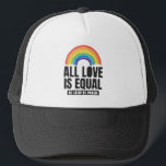 Alle liefde is gelijke prijs voor lesbische, homos trucker pet<br><div class="desc">"All Love is Equal" een regenboogontwerp met retro & waterverf-stijl is perfect voor trots en ondersteuning van liefde,  gelijkheid en bewustmaking. Dit is een geweldig cadeauidee voor Rainbow LGBTQ Lesbian Pan Trans Queer Cis-tuig perfect voor Pride Maand,  Pride Week met Rainbow Flag.</div>