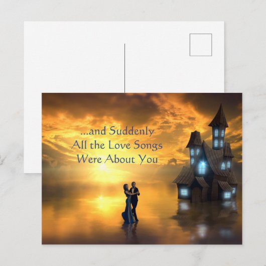 Alle liefdesliedjes gingen over je romantische quo briefkaart (Voorkant / Achterkant)