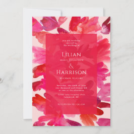 Alle liefdesWaterverf roze rode bruiloft Kaart