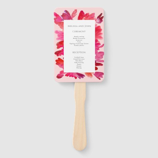 Alle liefdesWaterverf Roze Rood Handwaaier (Voorkant)