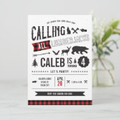 Alle Lumberjacks verjaardagsfeest uitnodiging bell (Staand voorkant)