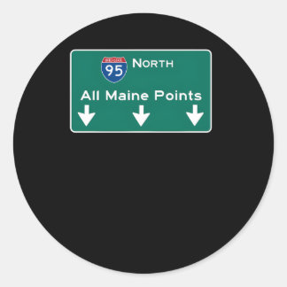 Alle Maine Points Interstate 95 teken Ronde Sticker