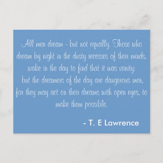 Alle mannen dromen van T.E. Lawrence Briefkaart (Voorkant)
