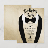 Alle Mannen gouden Stropdas op jaardag Uitnodiging (Voorkant / Achterkant)