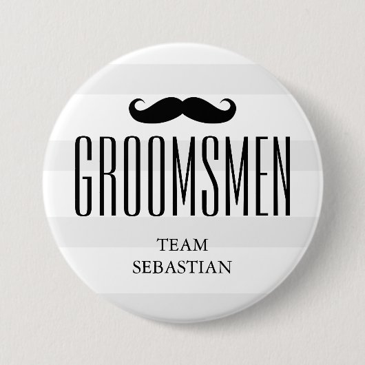 Alle Mannen van de Groom | Custom Groomsman Mustac Ronde Button 7,6 Cm (Voorkant)