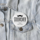 Alle Mannen van de Groom | Custom Groomsman Mustac Ronde Button 7,6 Cm (In situ)