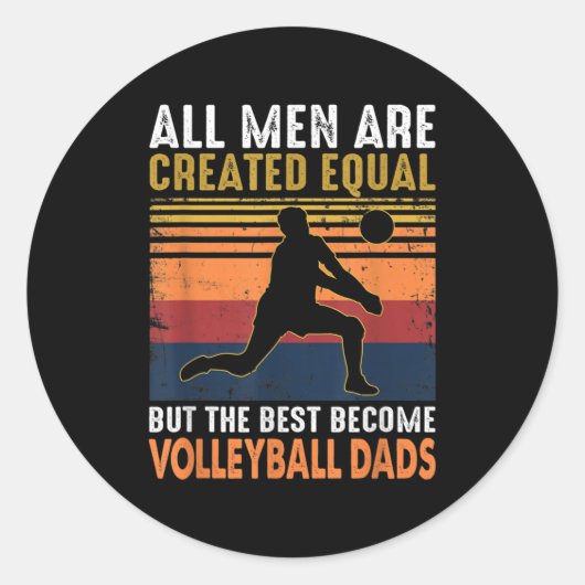 Alle Mannen zijn Creëer Equal Volleyball Pap Vinta Ronde Sticker (Voorkant)