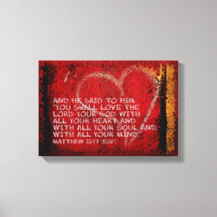 Alle Matthew 22:37 de Foto van de Schrift van de S Canvas Afdruk