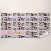 Alle meer dan 6 Naam van Photo Collage Pink & Gold Strandlaken (Voorkant)