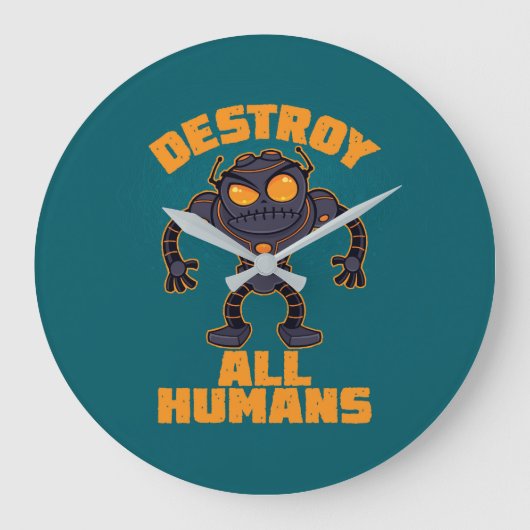 Alle mensen vernietigen Angry Robot Grote Klok (Voorkant)