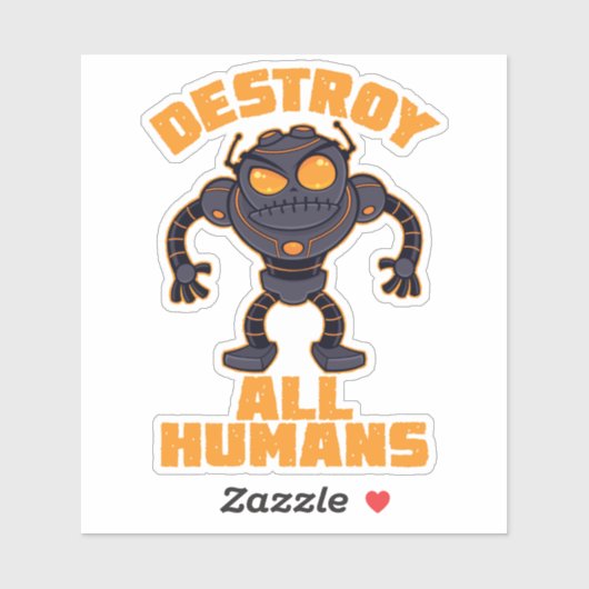 Alle mensen vernietigen Angry Robot Sticker (Vel)