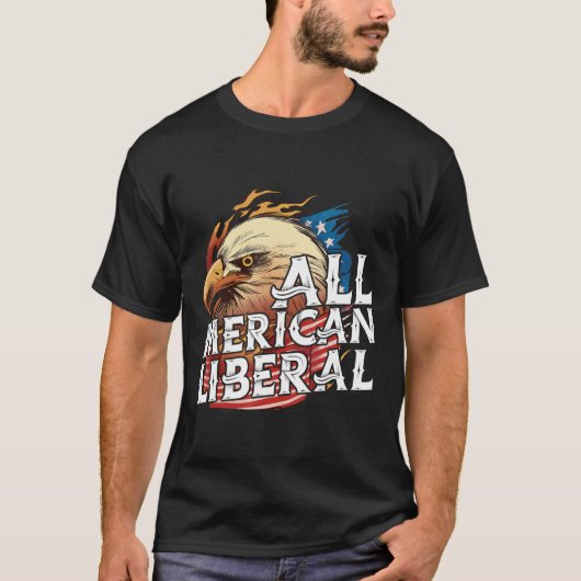 Alle Merican Liberal 4e juli Eagle Usa Vlag T-shirt (Voorkant)