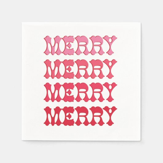 Alle Merry Pink Cocktail Napkins Servet (Voorkant)
