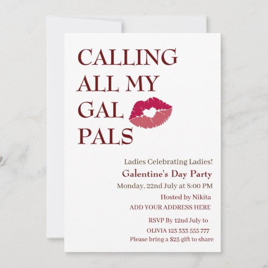 ALLE MIJN GAL PAL Galentine's Day Girls night Kaart (Voorkant)